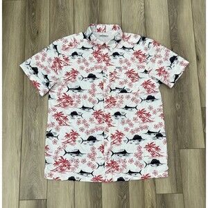 Columbia Shirt Mens Medium White PFG Omni Shade Button Up Marlin Fishing Hiking